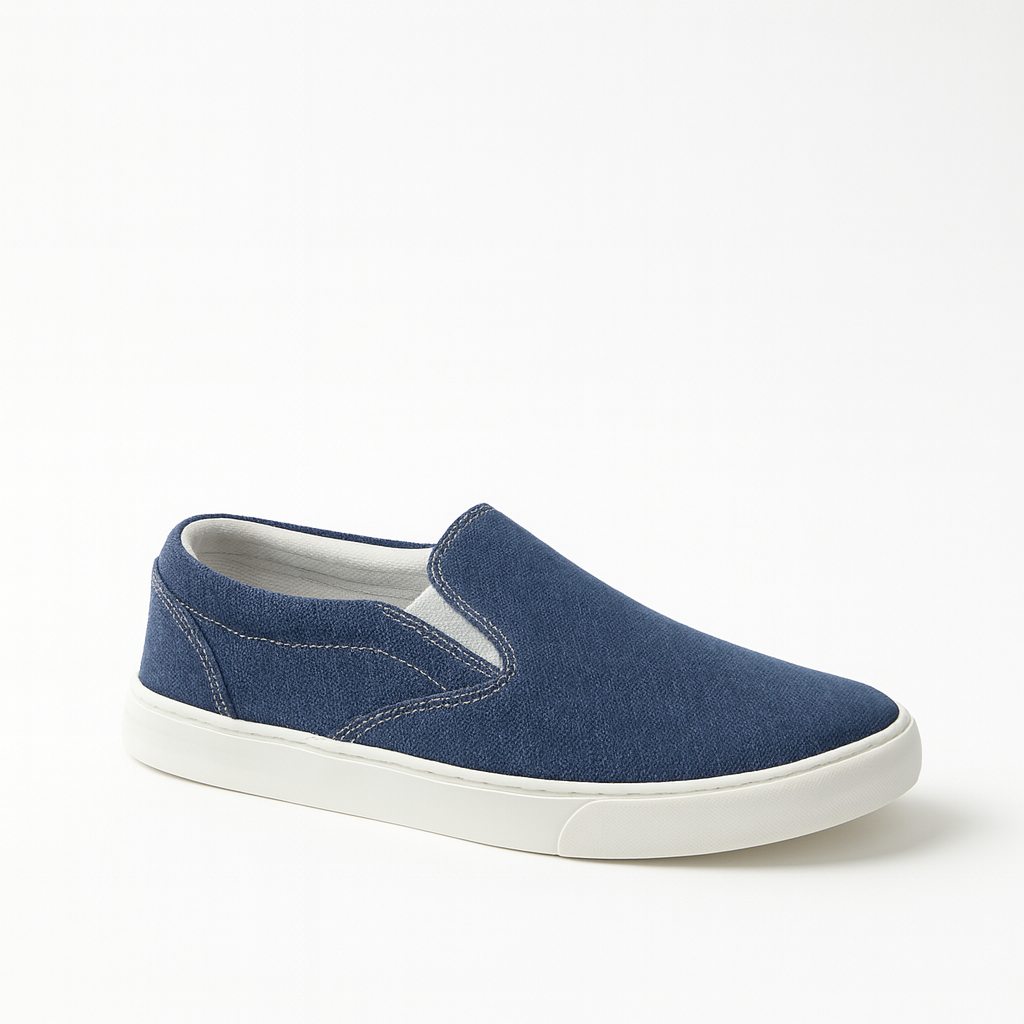 Navy Canvas Slip-On Shoes for Men