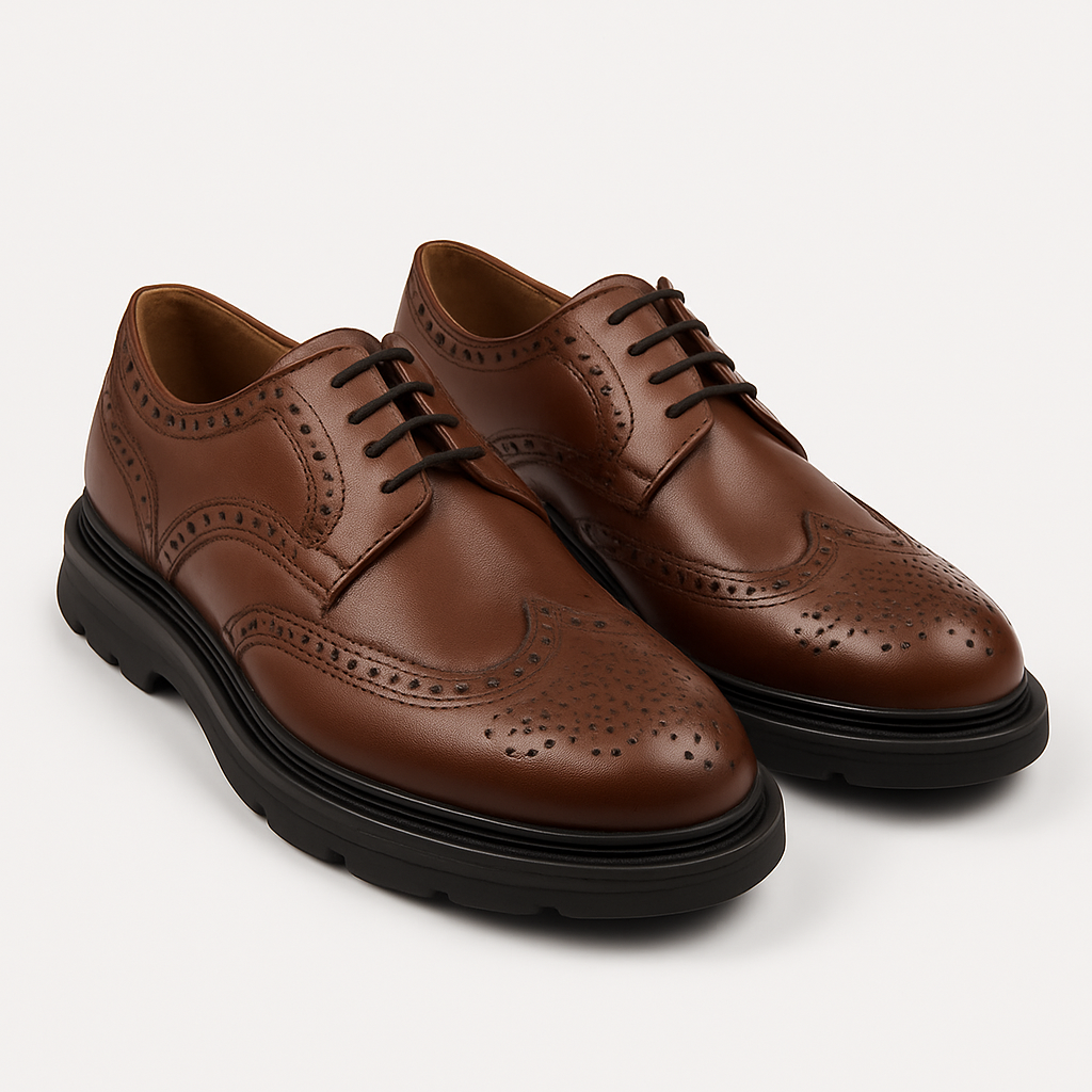 Men’s Brown Wingtip Brogues with Chunky Sole