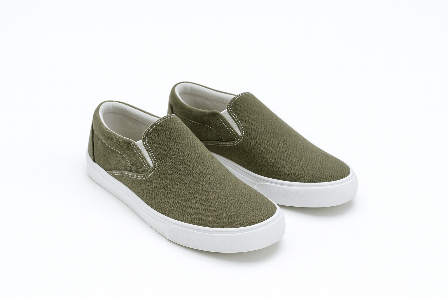 Khaki Canvas Slip-On Shoes for Men