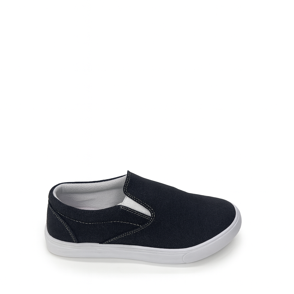 Black Canvas Slip-On Shoes for Men