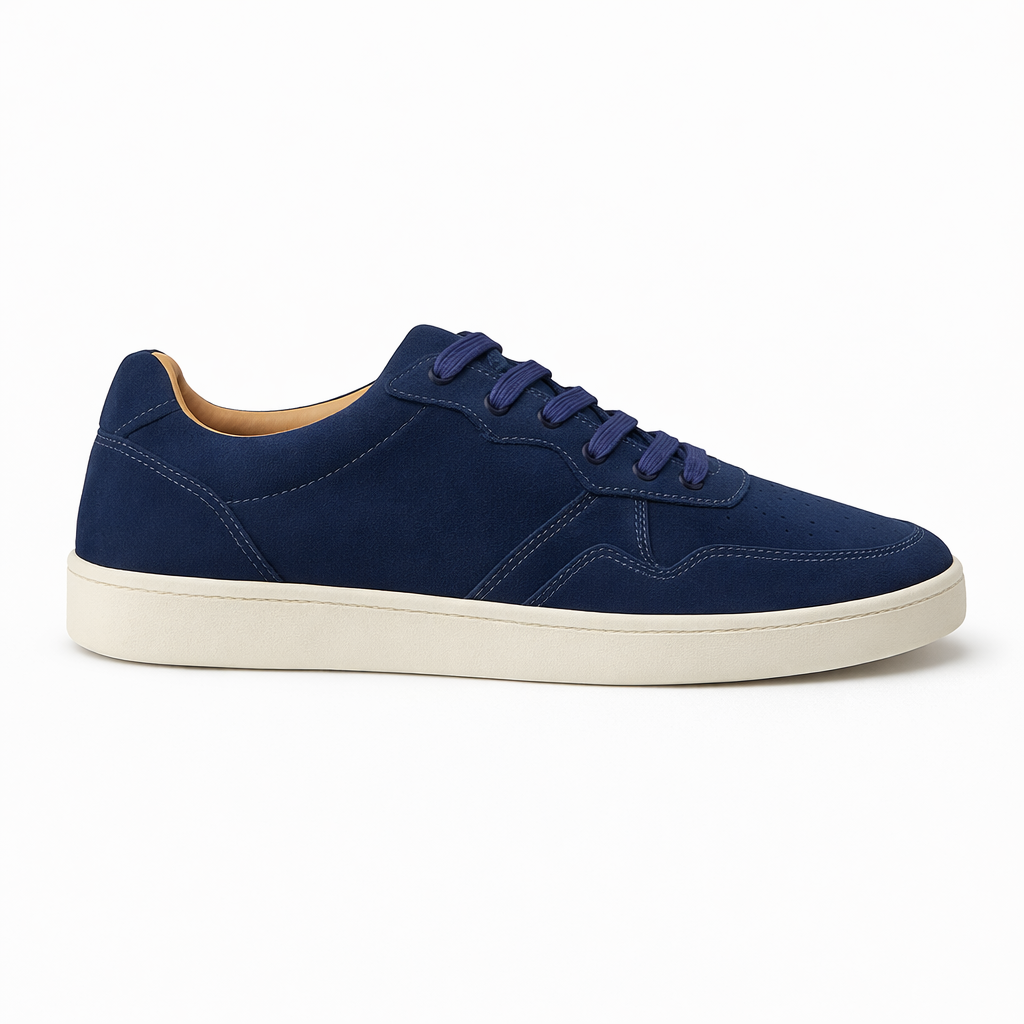 Navy Suede Lace-Up Sneakers for Men