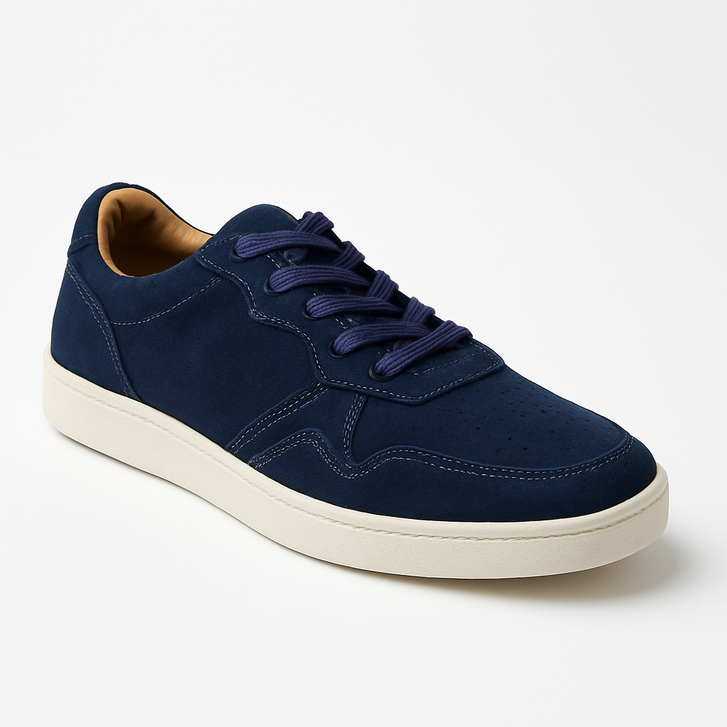 Navy Suede Lace-Up Sneakers for Men