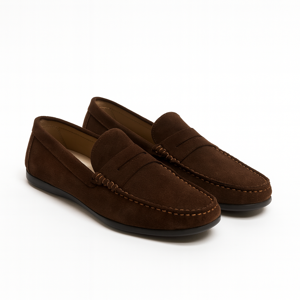 Men’s Brown Suede Penny Loafers