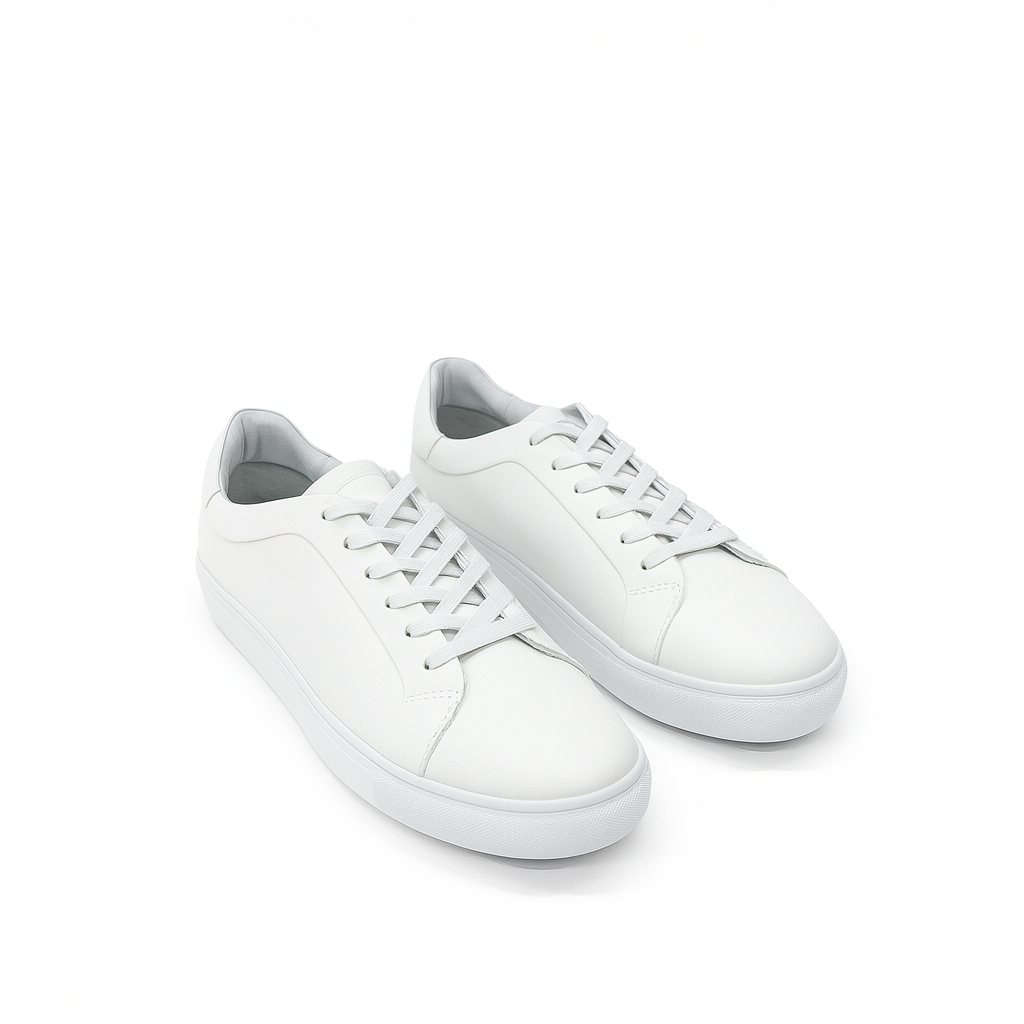 White Casual Lace-Up Sneakers for Men