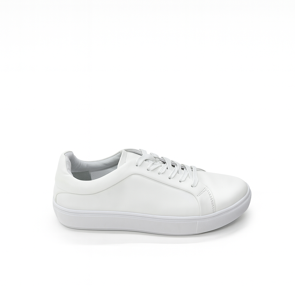 White Casual Lace-Up Sneakers for Men